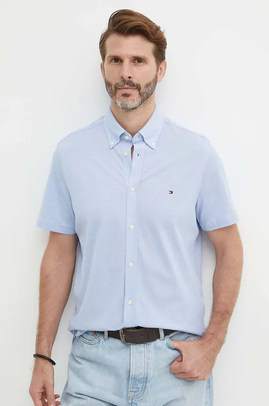 μπλε Βαμβακερό πουκάμισο Tommy Hilfiger Ανδρικά