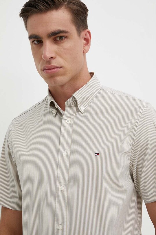 Рубашка Tommy Hilfiger мужская цвет зелёный regular воротник button ...