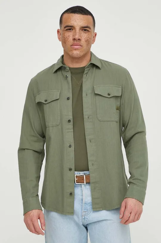 πράσινο Βαμβακερό πουκάμισο G-Star Raw