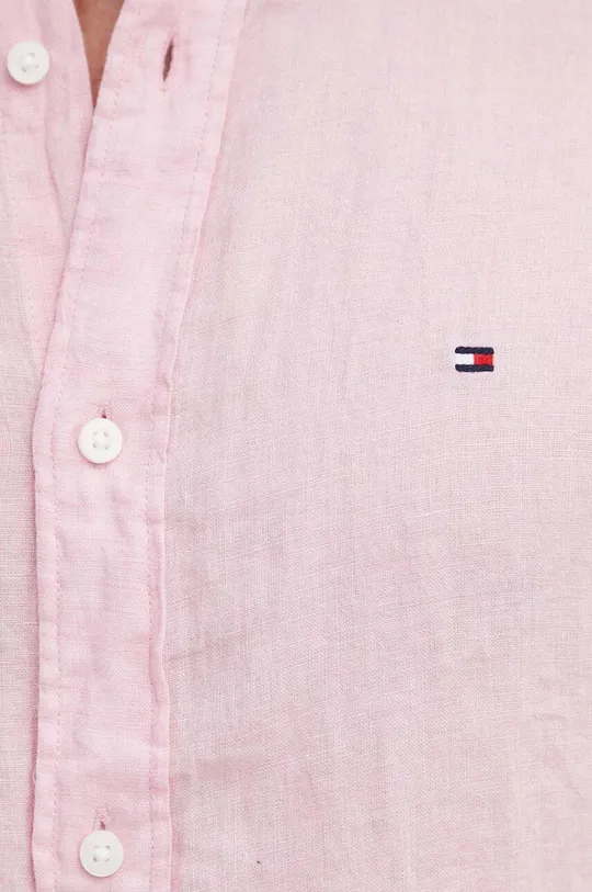 Сорочка з льону Tommy Hilfiger рожевий