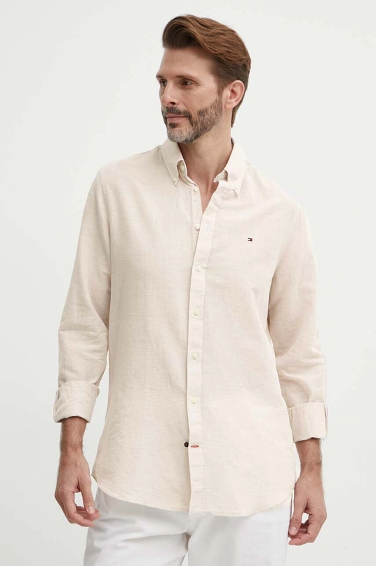 beige Tommy Hilfiger camicia in lino misto Uomo