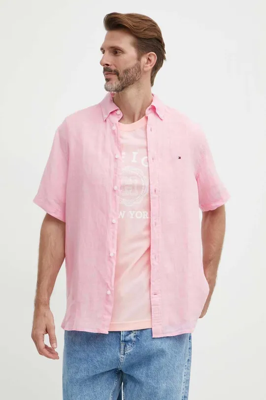 różowy Tommy Hilfiger koszula lniana