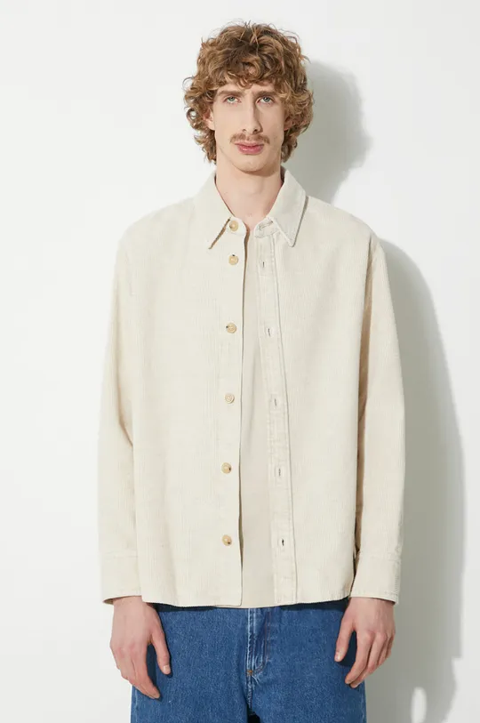 beige A.P.C. linen blend shirt Surchemise Bobby Logo Men’s