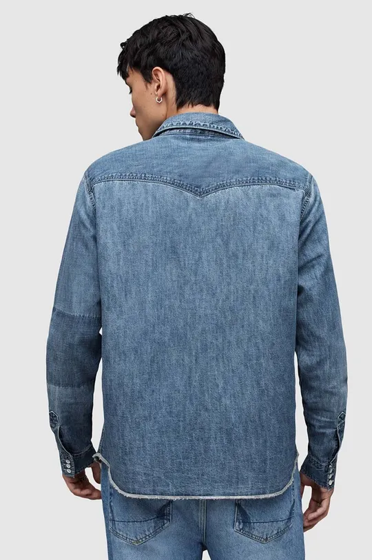 Βαμβακερό τζιν πουκάμισο AllSaints SOLAR 100% Οργανικό βαμβάκι