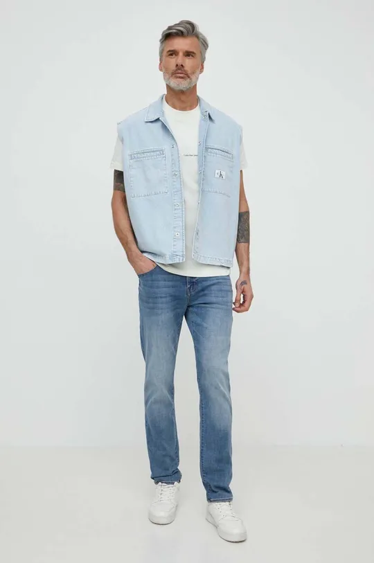 Rifľová vesta Calvin Klein Jeans modrá