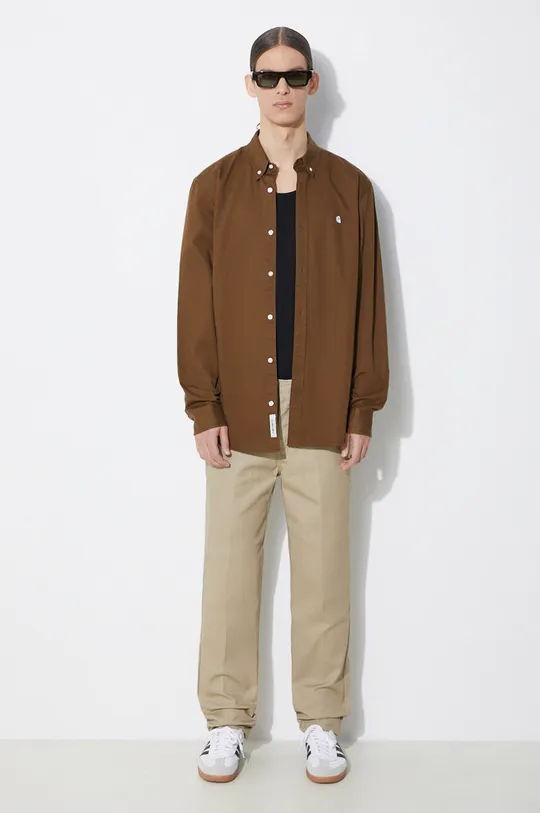 Памучна риза Carhartt WIP Longsleeve Madison Shirt кафяв