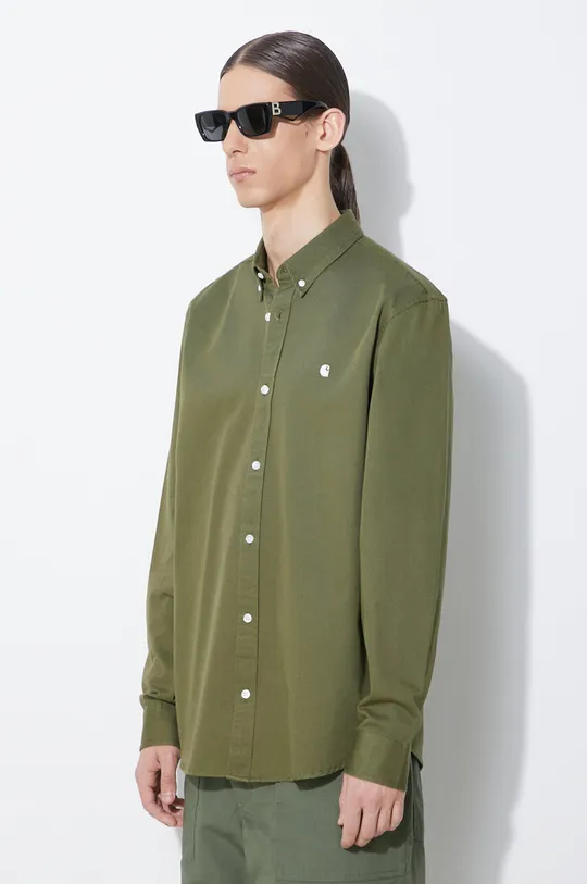 zielony Carhartt WIP koszula bawełniana Longsleeve Madison Shirt