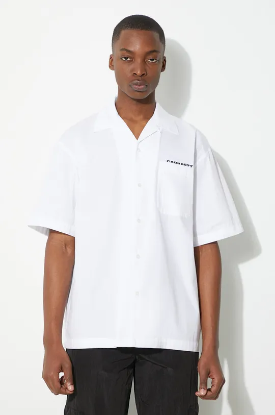 λευκό Βαμβακερό πουκάμισο Carhartt WIP S/S Link Script Shirt Ανδρικά