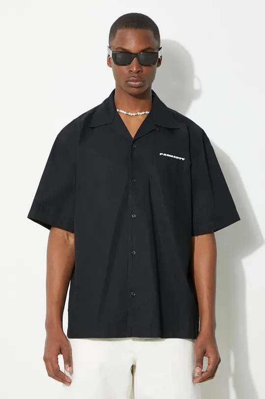 чёрный Хлопковая рубашка Carhartt WIP S/S Link Script Shirt Мужской