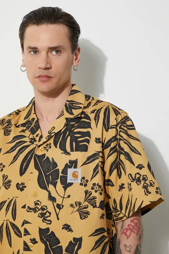 Carhartt WIP camicia in cotone S/S Woodblock Shirt Uomo