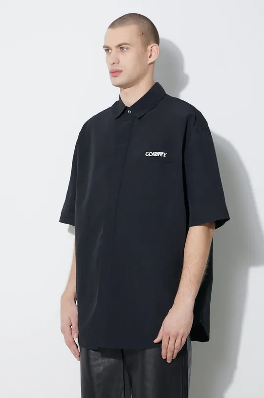 negru Marcelo Burlon cămașă Logo Nylon Over Shirt