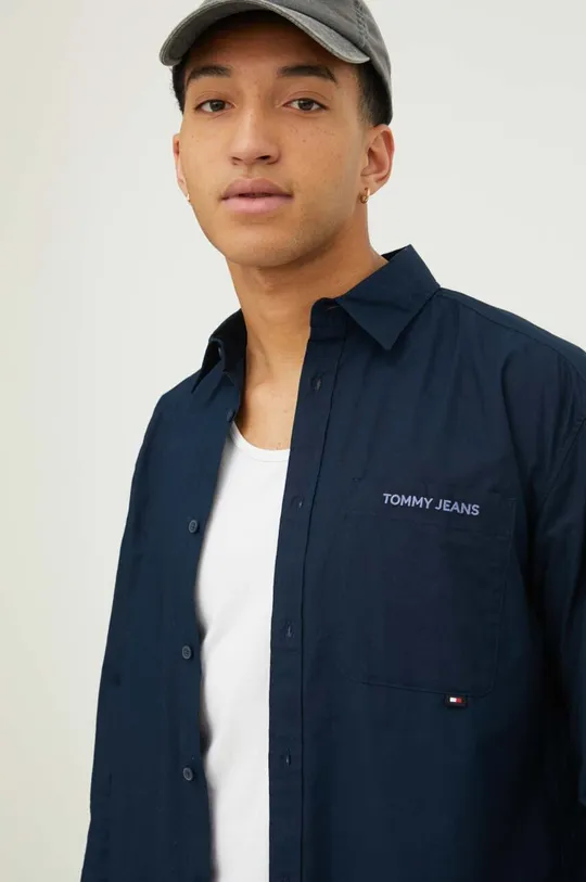 tmavomodrá Bavlnená košeľa Tommy Jeans