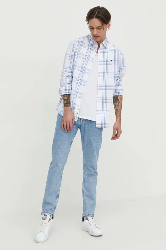 Βαμβακερό πουκάμισο Tommy Jeans 100% Βαμβάκι