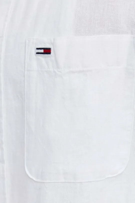 Košeľa s prímesou ľanu Tommy Jeans biela