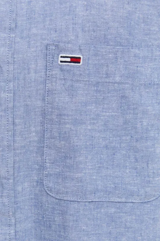 Сорочка з домішкою льону Tommy Jeans блакитний