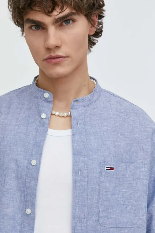 Košeľa s prímesou ľanu Tommy Jeans Pánsky