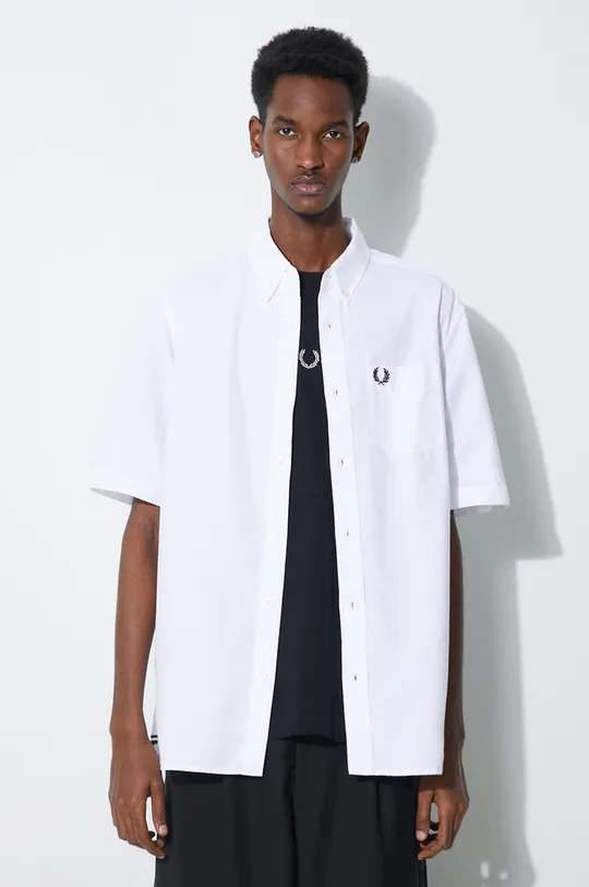λευκό Βαμβακερό πουκάμισο Fred Perry Oxford Shirt