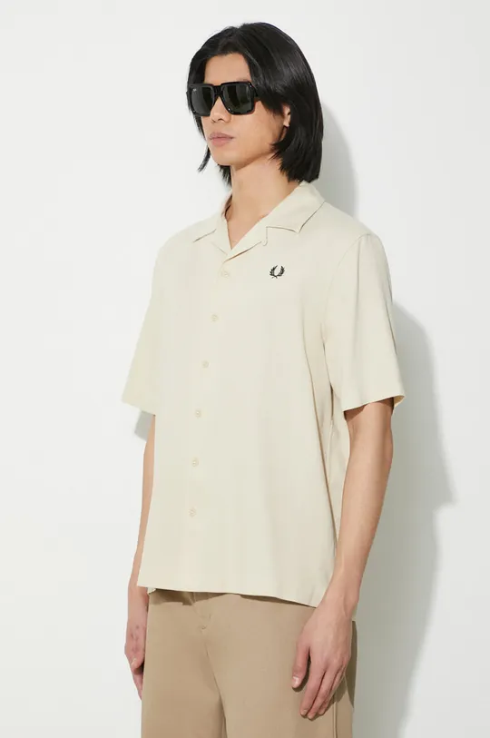 beige Fred Perry cotton shirt Pique Texture Revere Collar Sh