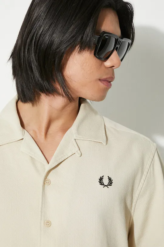 Fred Perry camicia in cotone Pique Texture Revere Collar Sh Uomo