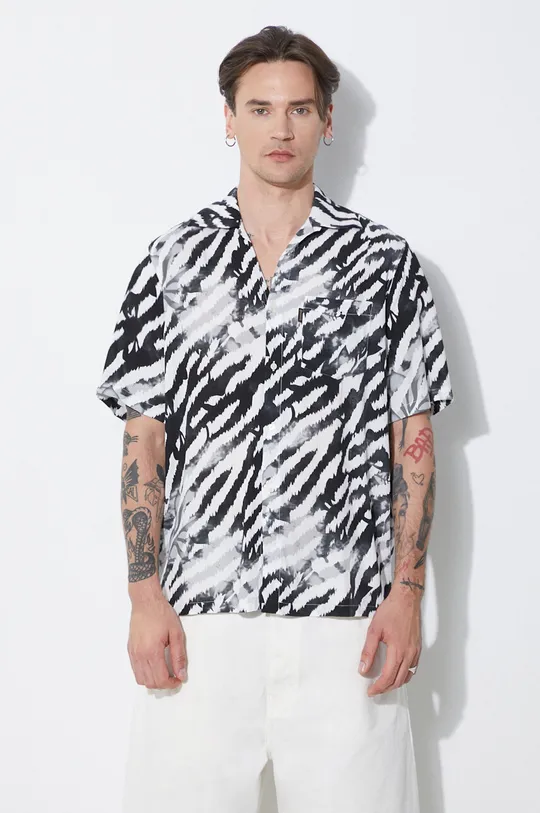 černá Košile Aries Hibiscus Hawaiian Shirt Pánský