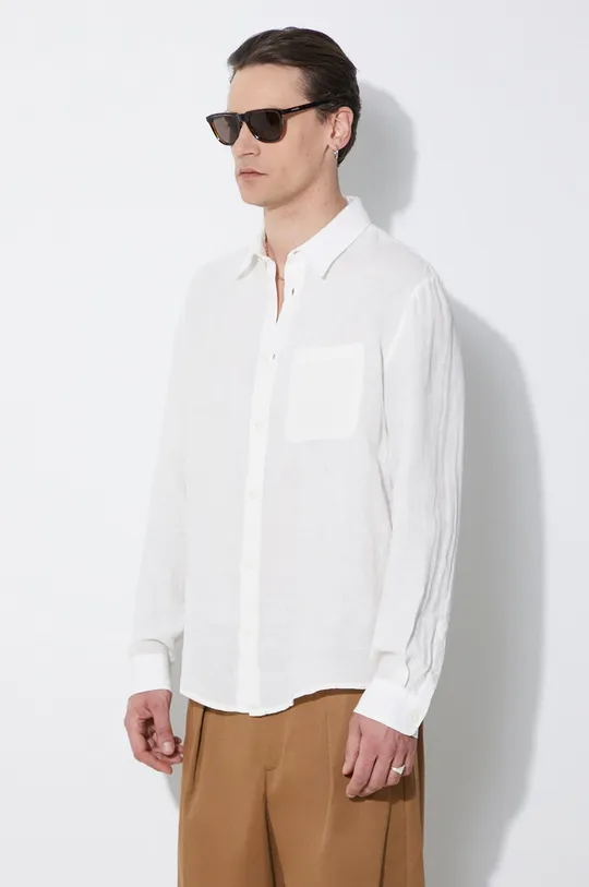 beige A.P.C. linen shirt chemise cassel logo