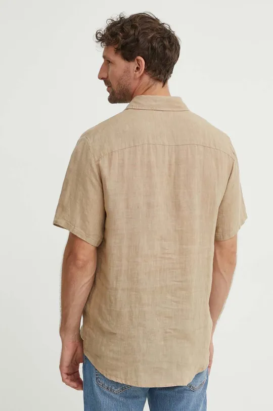 béžová Lněná košile A.P.C. chemisette bellini logo