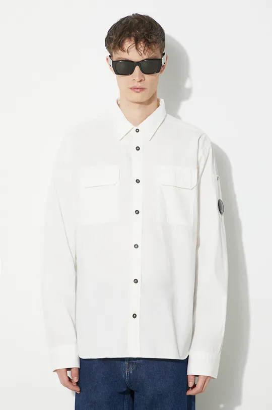 λευκό Βαμβακερό πουκάμισο C.P. Company Gabardine Pocket Ανδρικά