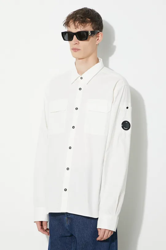 biela Bavlnená košeľa C.P. Company Gabardine Pocket