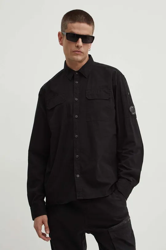 μαύρο Βαμβακερό πουκάμισο C.P. Company Gabardine Pocket