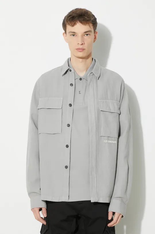 серый Рубашка с примесью льна C.P. Company Broken Мужской