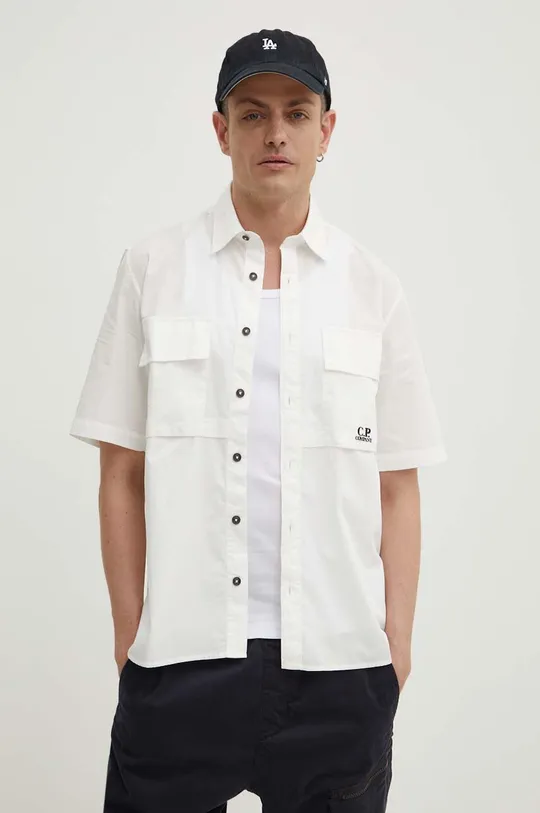 biały C.P. Company koszula bawełniana Cotton Rip-Stop Męski
