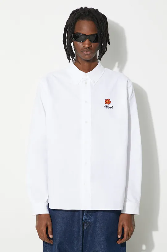 λευκό Βαμβακερό πουκάμισο Kenzo Boke Flower Crest Casual Shirt Ανδρικά
