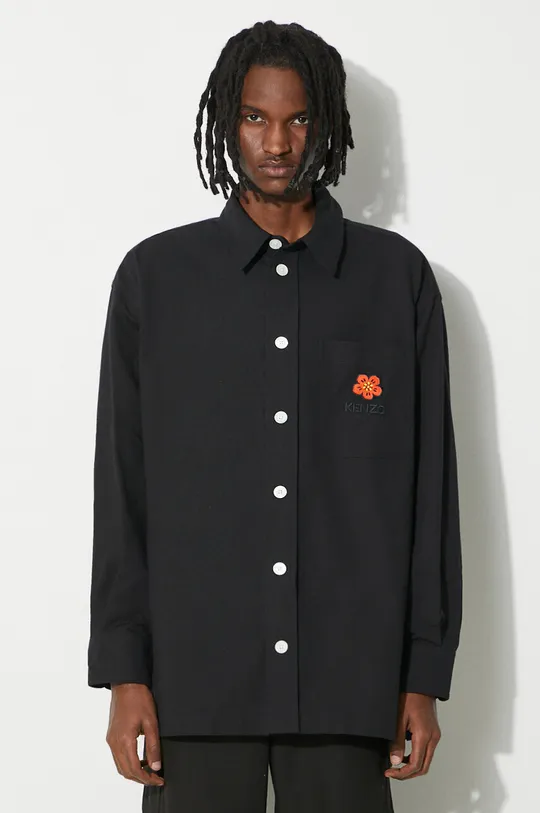 μαύρο Βαμβακερό πουκάμισο Kenzo Boke Crest Oversized Shirt Ανδρικά