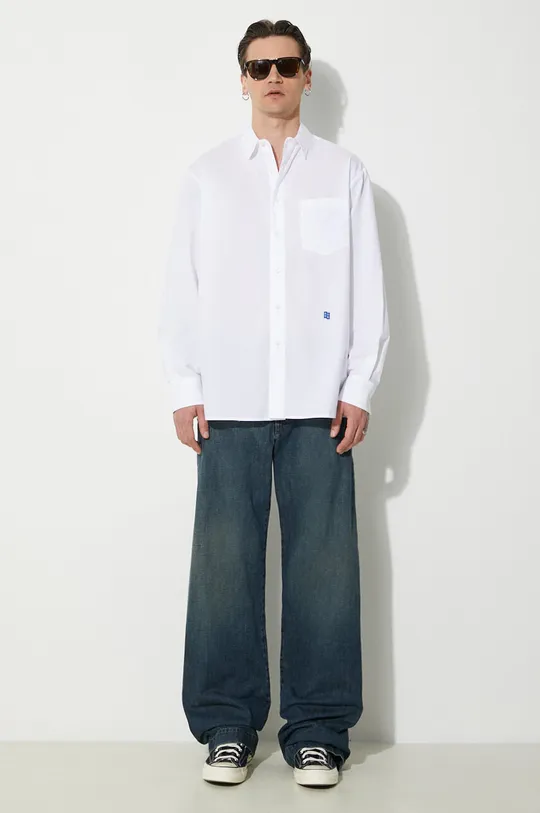 Ader Error camicia in cotone TRS Tag Shirt bianco