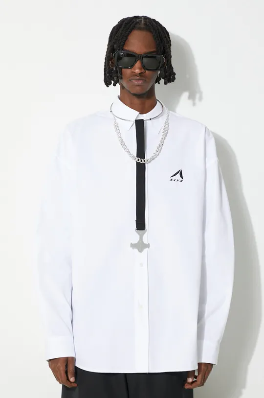 белый Хлопковая рубашка 1017 ALYX 9SM Oversized Logo Poplin Shirt Мужской