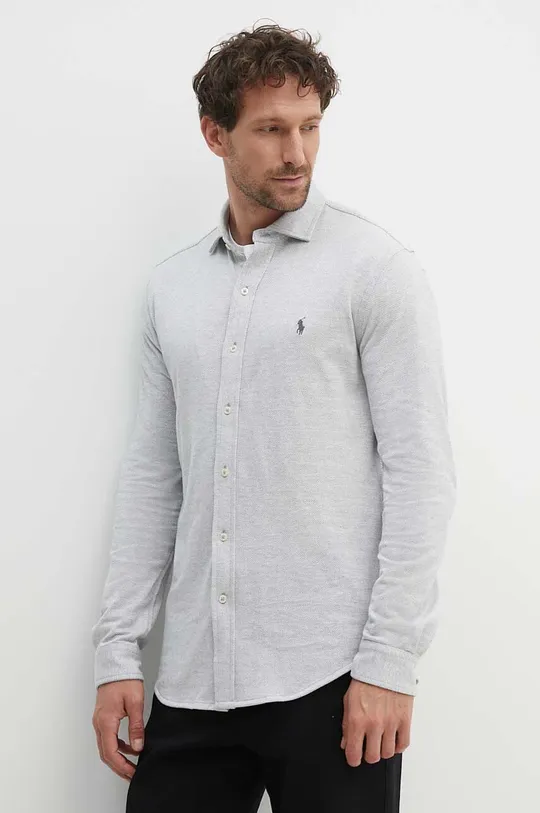 γκρί Βαμβακερό πουκάμισο Polo Ralph Lauren Ανδρικά