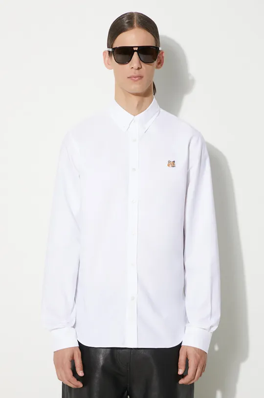 λευκό Βαμβακερό πουκάμισο Maison Kitsuné Mini Fox Head Classic Bd Shirt Ανδρικά