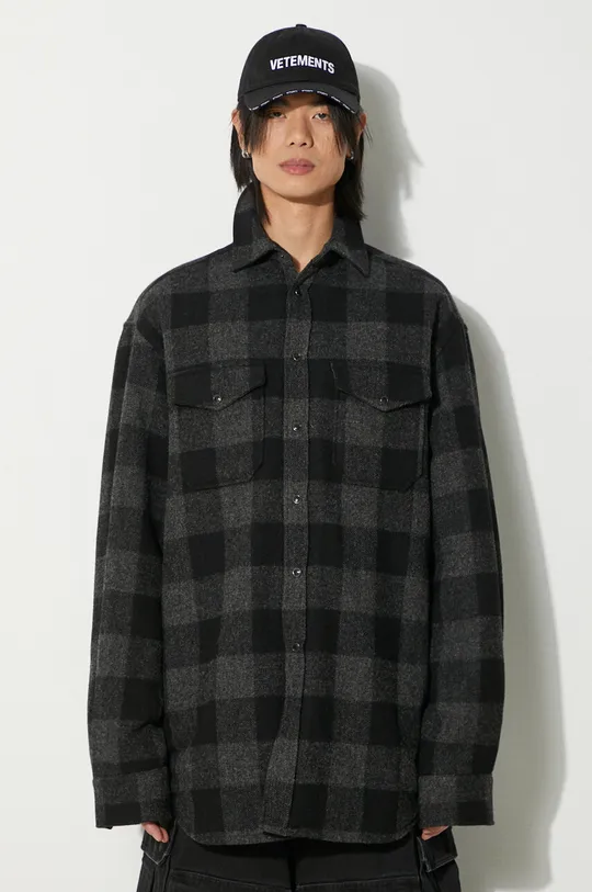 czarny VETEMENTS kurtka koszulowa Flannel Shirt Męski