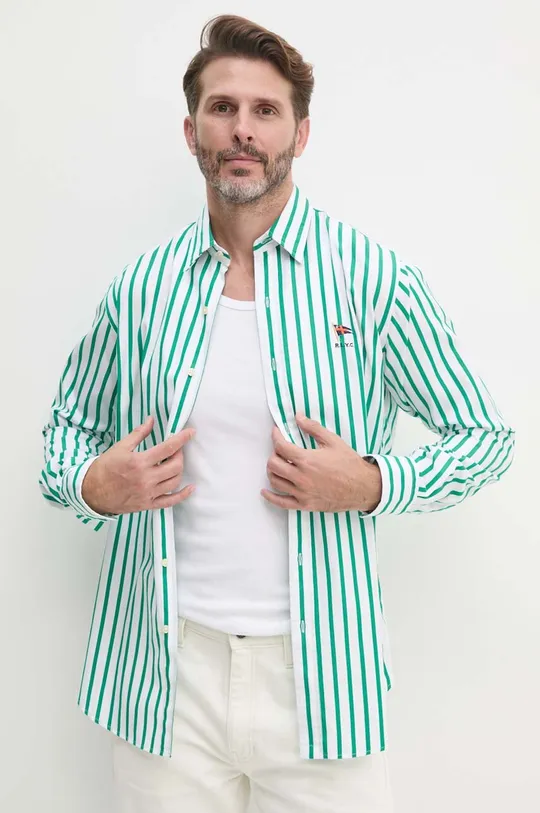 Хлопковая рубашка Polo Ralph Lauren узор зелёный 710925299