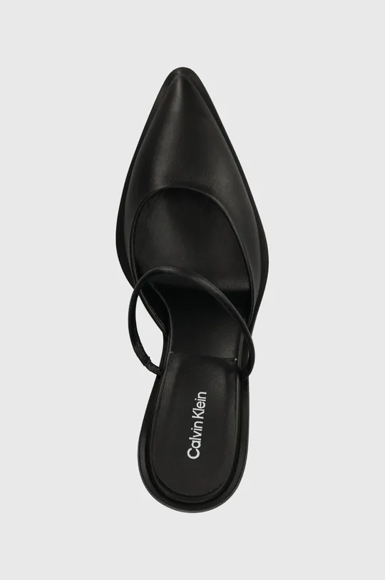čierna Kožené šľapky Calvin Klein PADDED CURVED STIL MULE PUMP 70