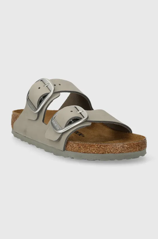 Birkenstock klapki nubukowe Arizona Big Buckle szary