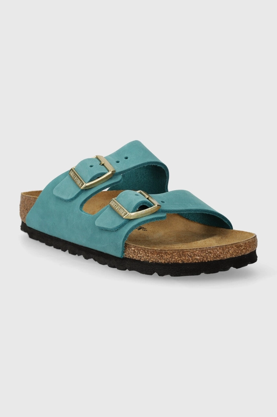 Birkenstock klapki nubukowe Arizona turkusowy