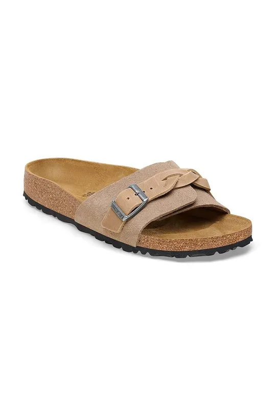 Birkenstock klapki zamszowe Oita Braided beżowy