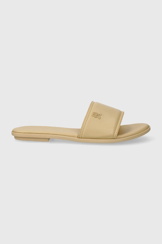 Tommy Hilfiger klapki skórzane POP COLOR MULE SANDAL beżowy