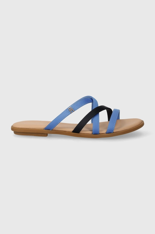 μπλε Παντόφλες Tommy Hilfiger TH STRAP FLAT SATIN SANDAL Γυναικεία