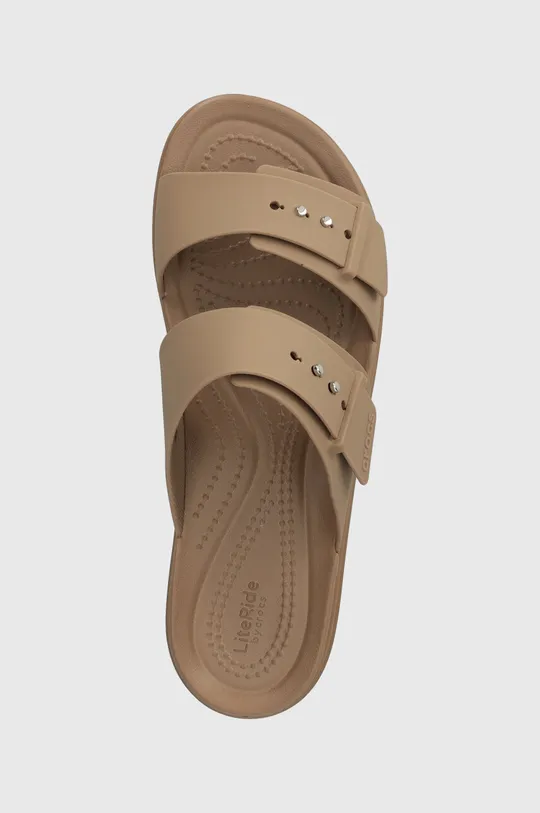 brązowy Crocs klapki Brooklyn Low Wedge Sandal