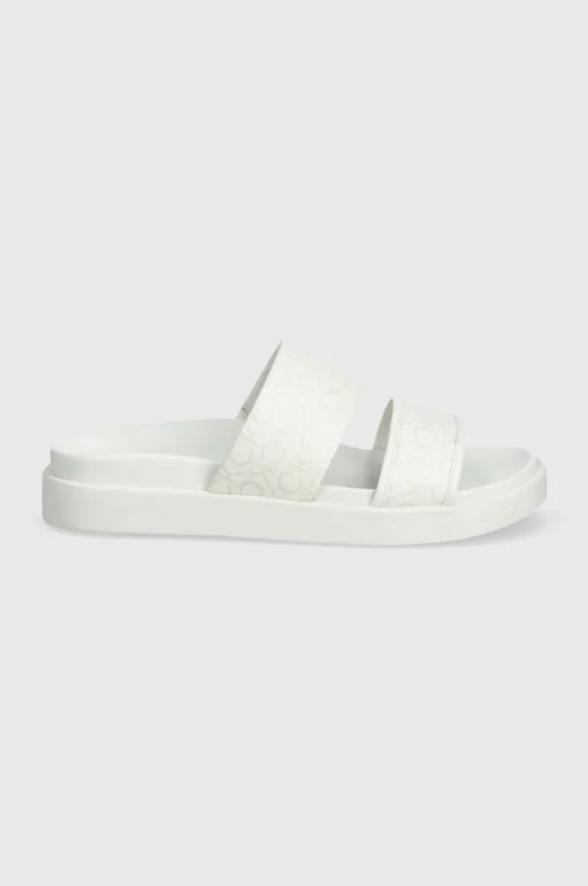 Παντόφλες Calvin Klein FLAT SLIDE EPI MONO λευκό