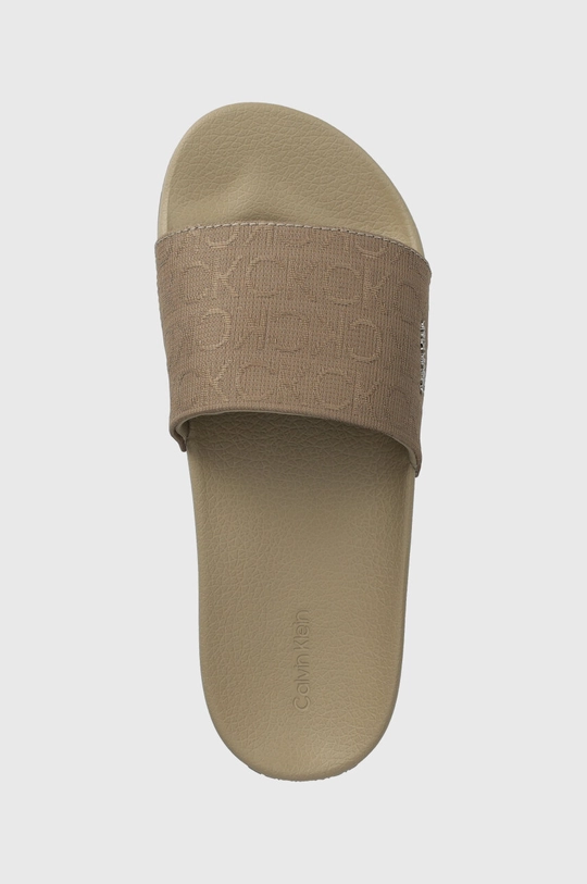 beige Calvin Klein ciabatte slide POOL SLIDE WCALVIN MET MONOCQ