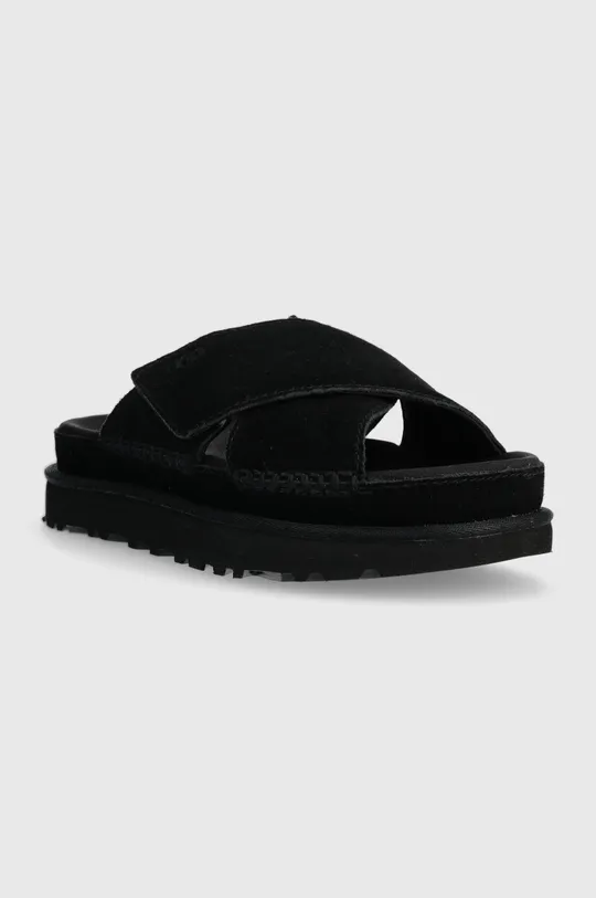UGG papuci din piele Goldenstar Cross Slide negru
