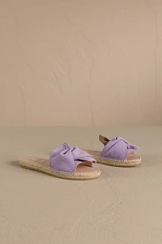 фиолетовой Замшевые шлепанцы Manebi Hamptons Sandals With Knot Женский